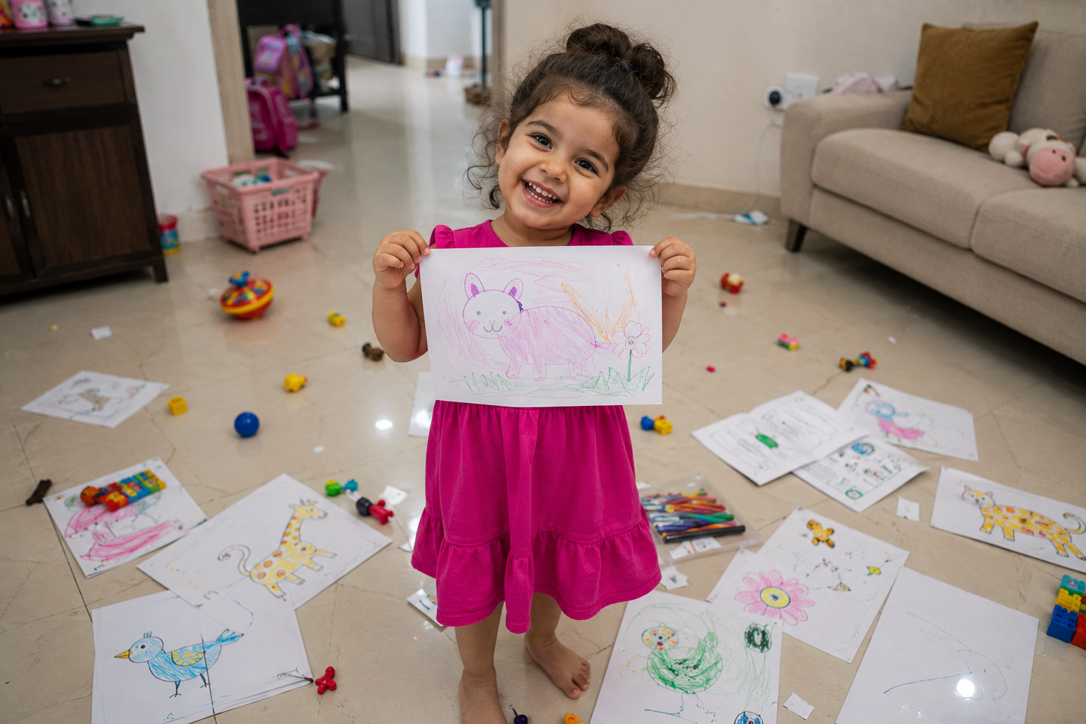 Child joyful learning moment