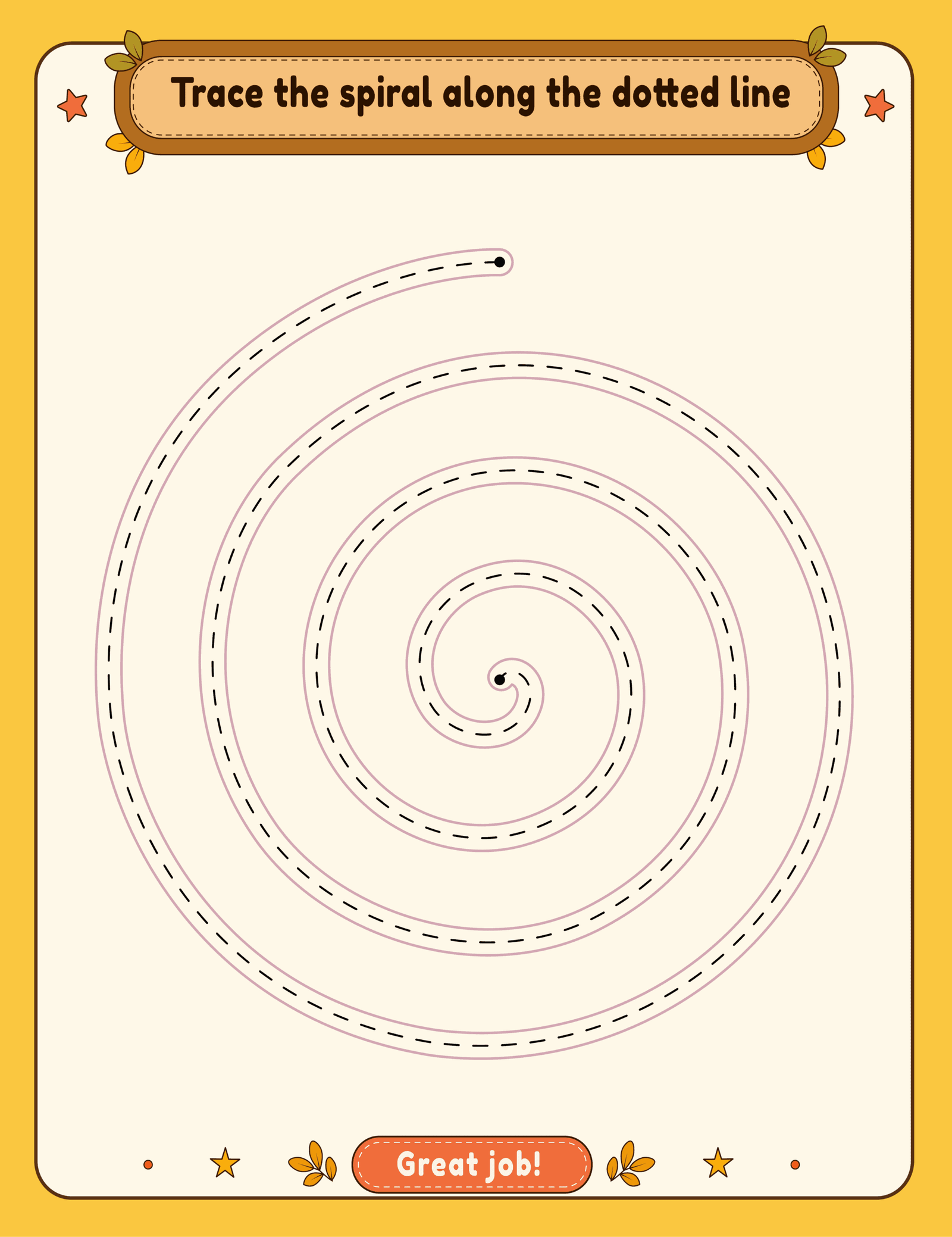 Pre-writing spiral and curve tracing page