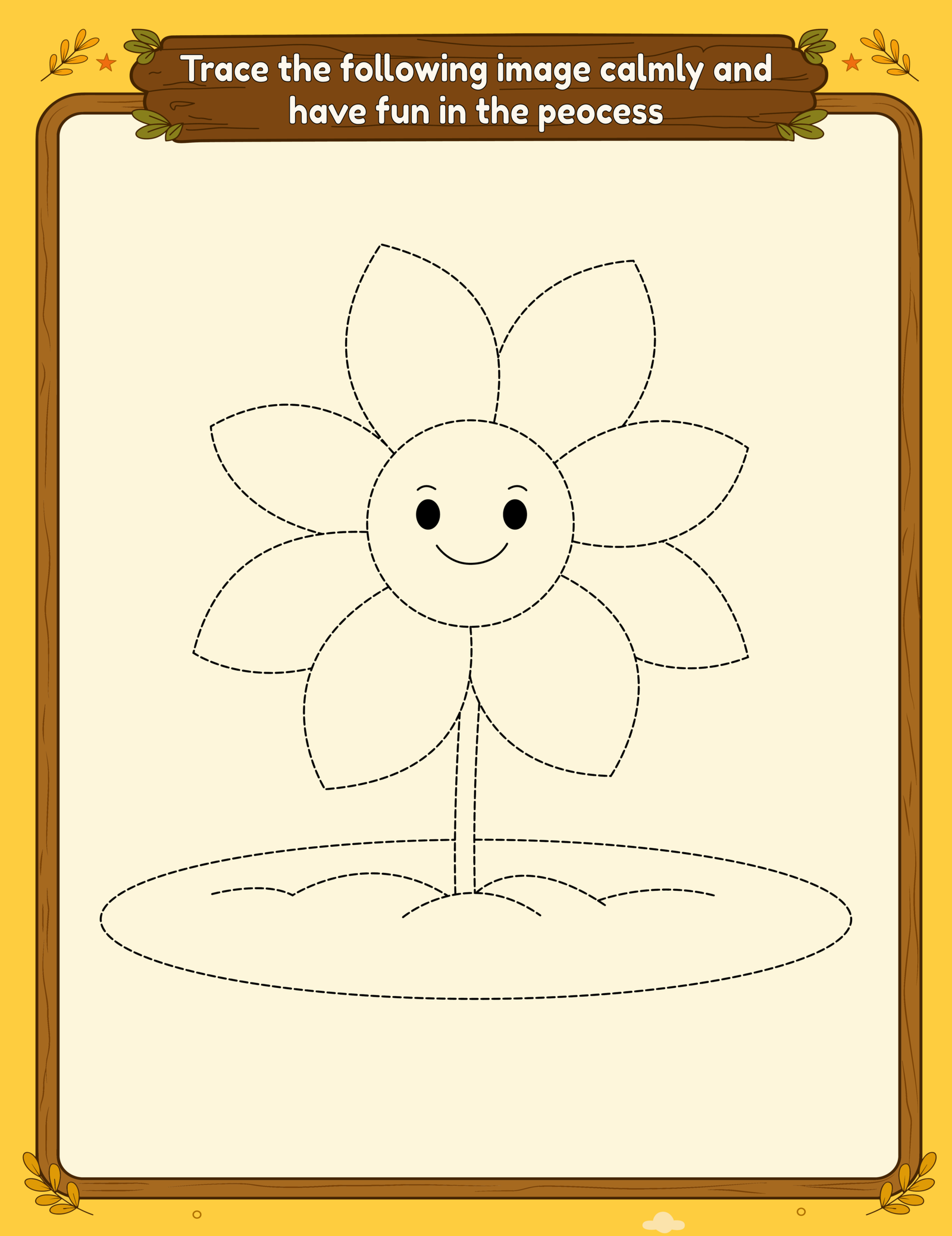Calm creative flower pattern tracing page